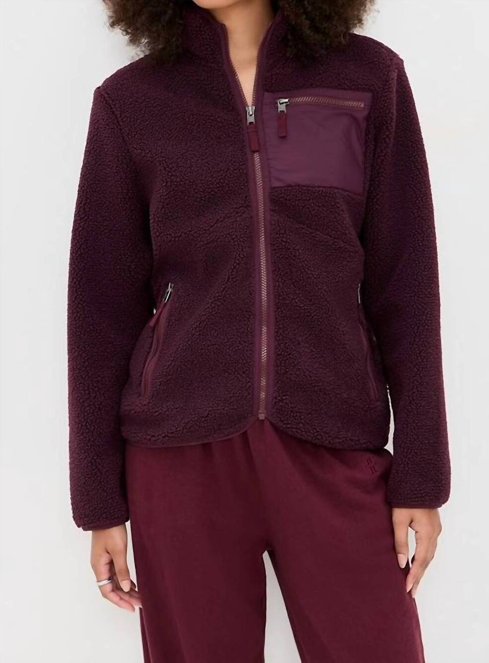NEW SPLITS59 harris sherpa jacket in dark cherry